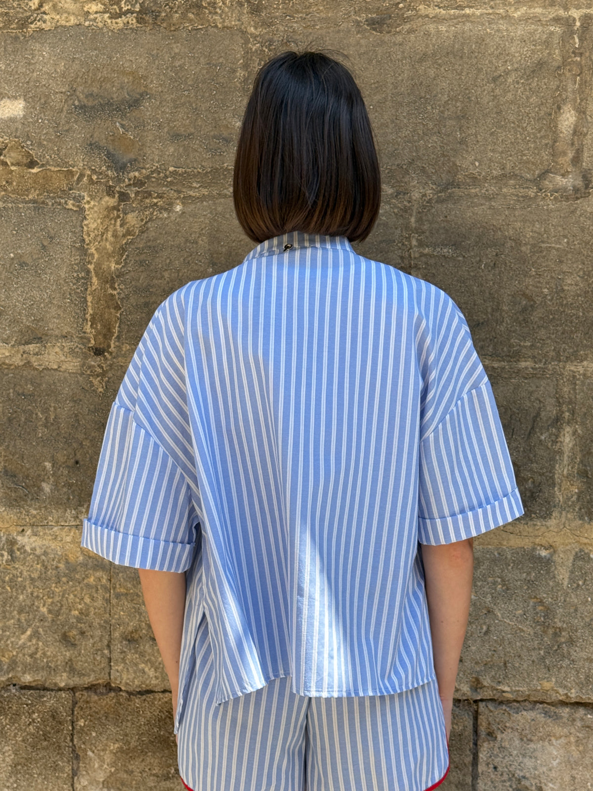 Camicia rigata con aragosta ricamata - Philia Loft