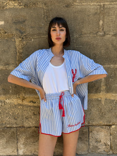 Shorts rigati con dettaglio passamaneria - Philia Loft
