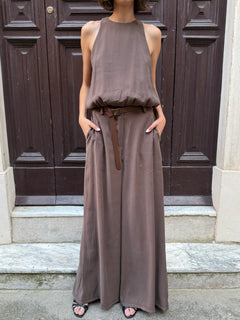 Pantalone gamba ampia cioccolato in modal - Philia Loft