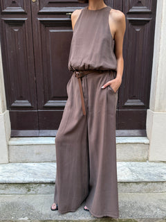 Pantalone gamba ampia cioccolato in modal - Philia Loft