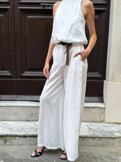 Pantalone gamba ampia bianco in modal - Philia Loft