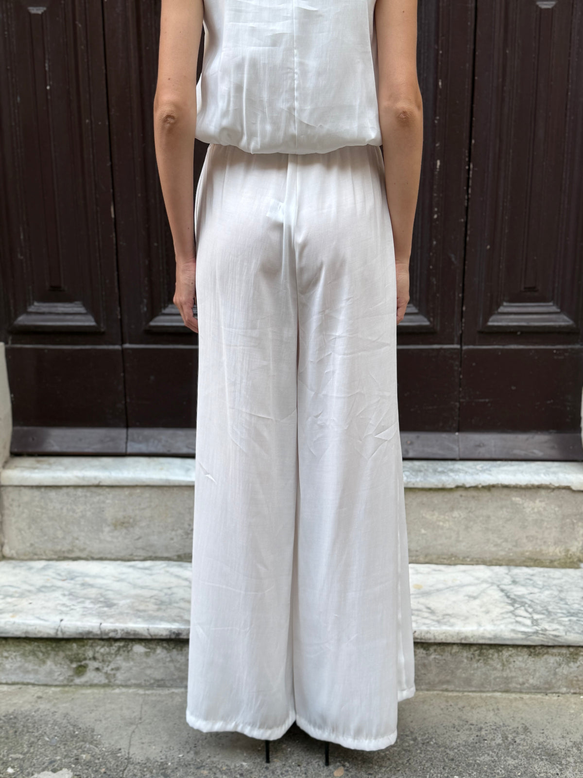 Pantalone gamba ampia bianco in modal - Philia Loft