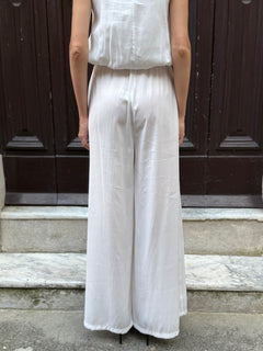 Pantalone gamba ampia bianco in modal - Philia Loft