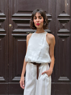 Top smanicato bianco in modal - Philia Loft