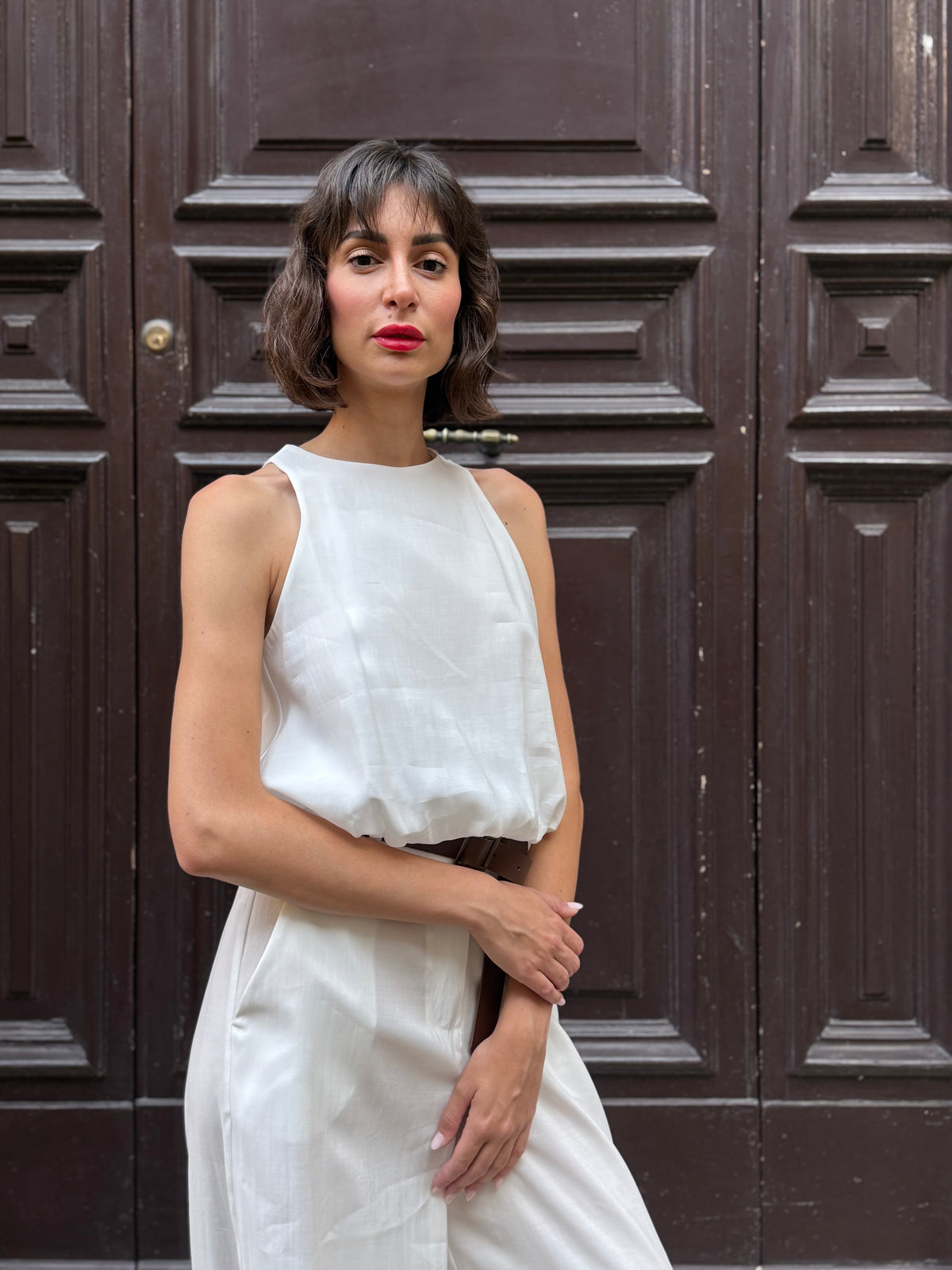 Top smanicato bianco in modal - Philia Loft