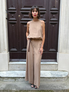Pantalone gamba ampia nocciola in modal - Philia Loft