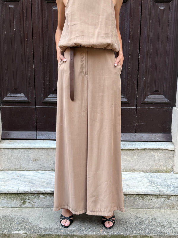 Pantalone gamba ampia nocciola in modal - Philia Loft