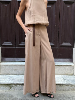 Pantalone gamba ampia nocciola in modal - Philia Loft