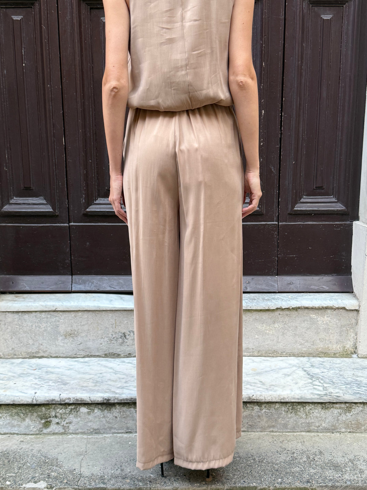 Pantalone gamba ampia nocciola in modal - Philia Loft