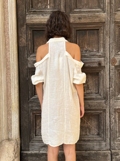 Abito chemisier "Cold Shoulder" in lino  - Philia Loft