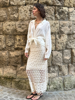 Gonna lunga in crochet beige - Haveone