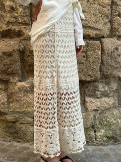 Gonna lunga in crochet beige - Haveone