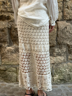 Gonna lunga in crochet beige - Haveone