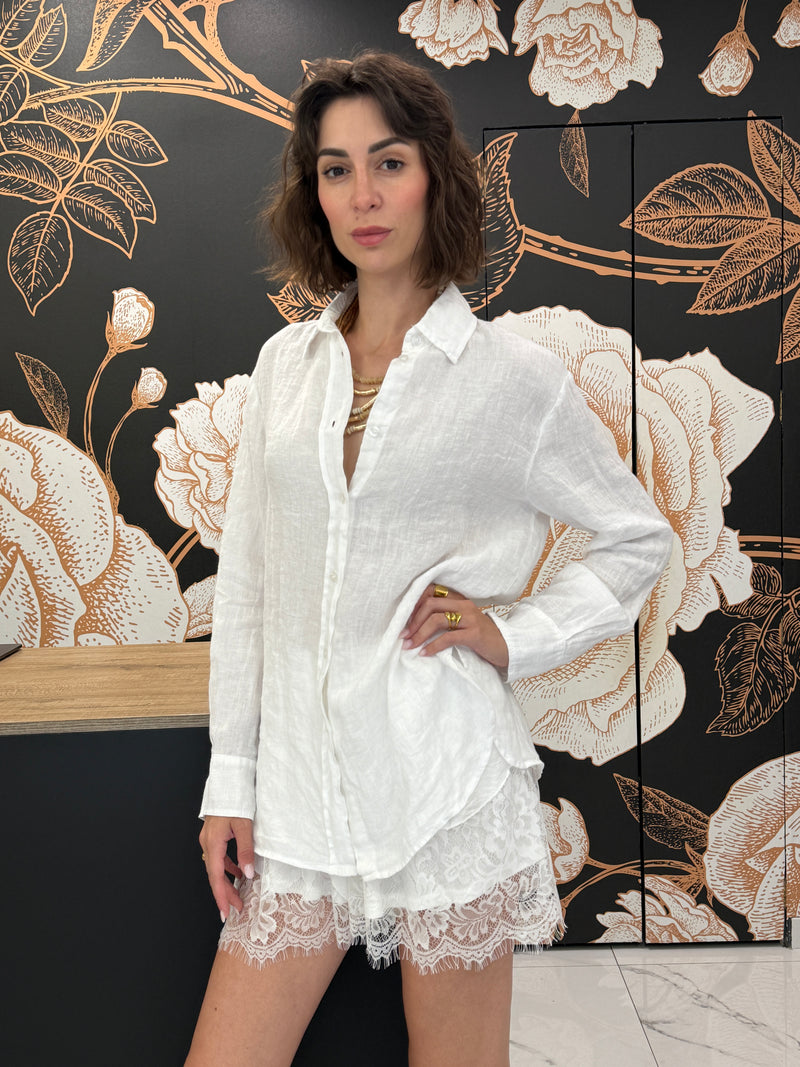 Shorts bianco con pizzo sul fondo - Haveone