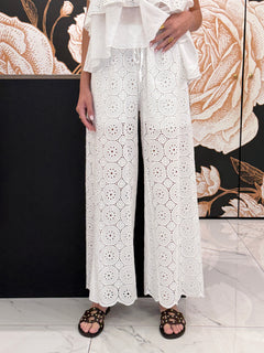 Pantalone sangallo con elastico in vita - Haveone