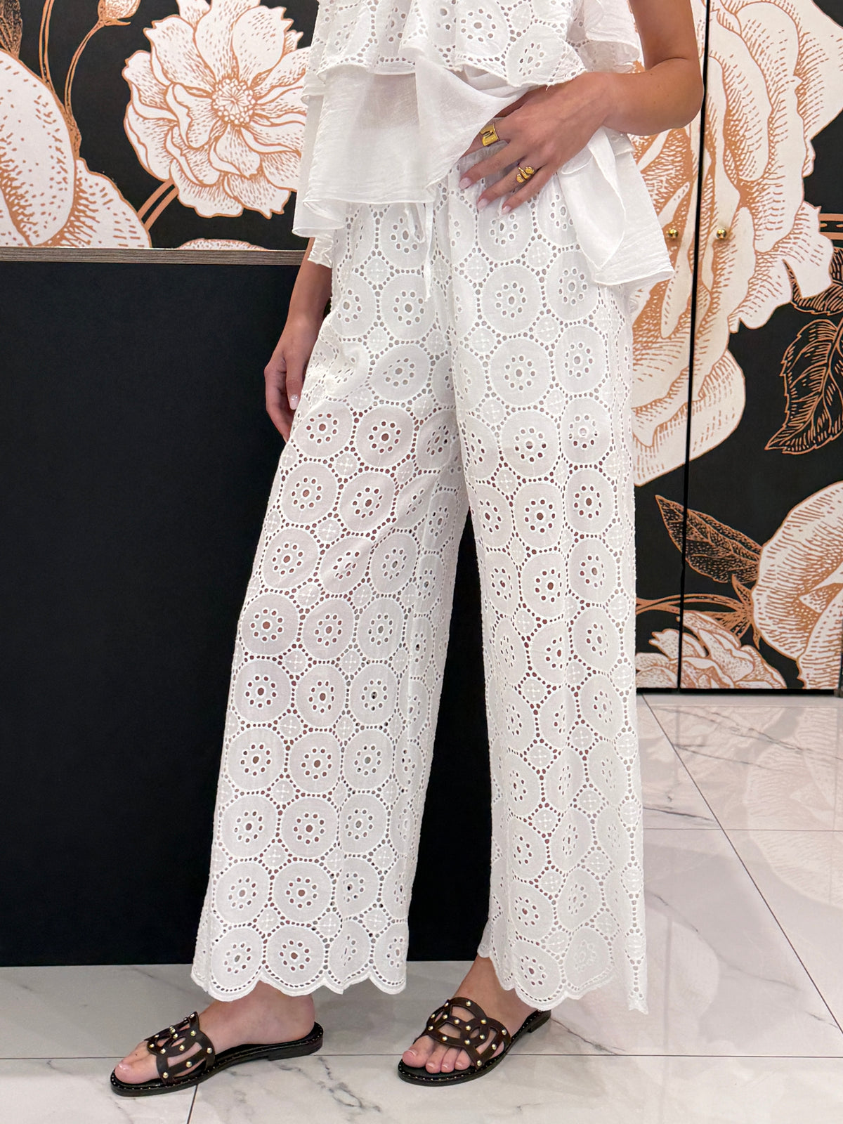 Pantalone sangallo con elastico in vita - Haveone