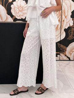 Pantalone sangallo con elastico in vita - Haveone