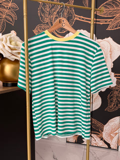 T-shirt rigata verde/bianco - Haveone