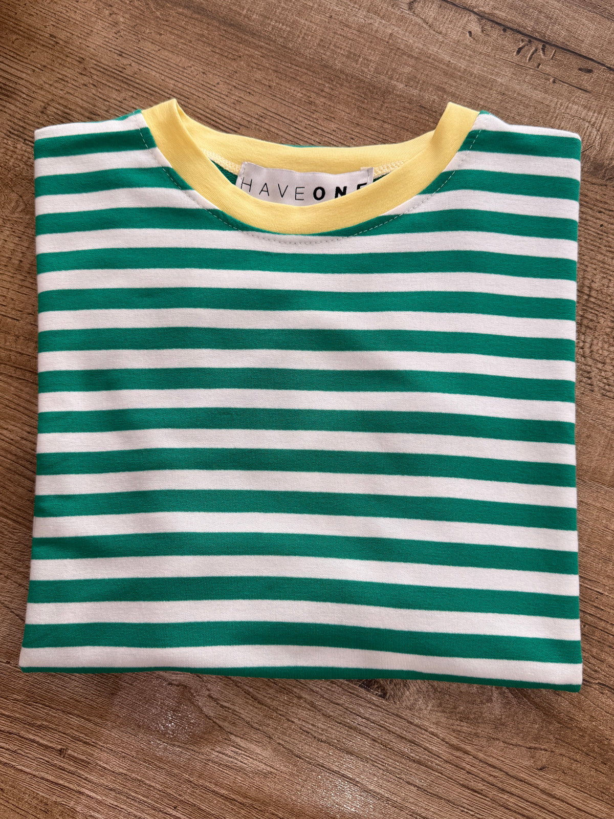T-shirt rigata verde/bianco - Haveone