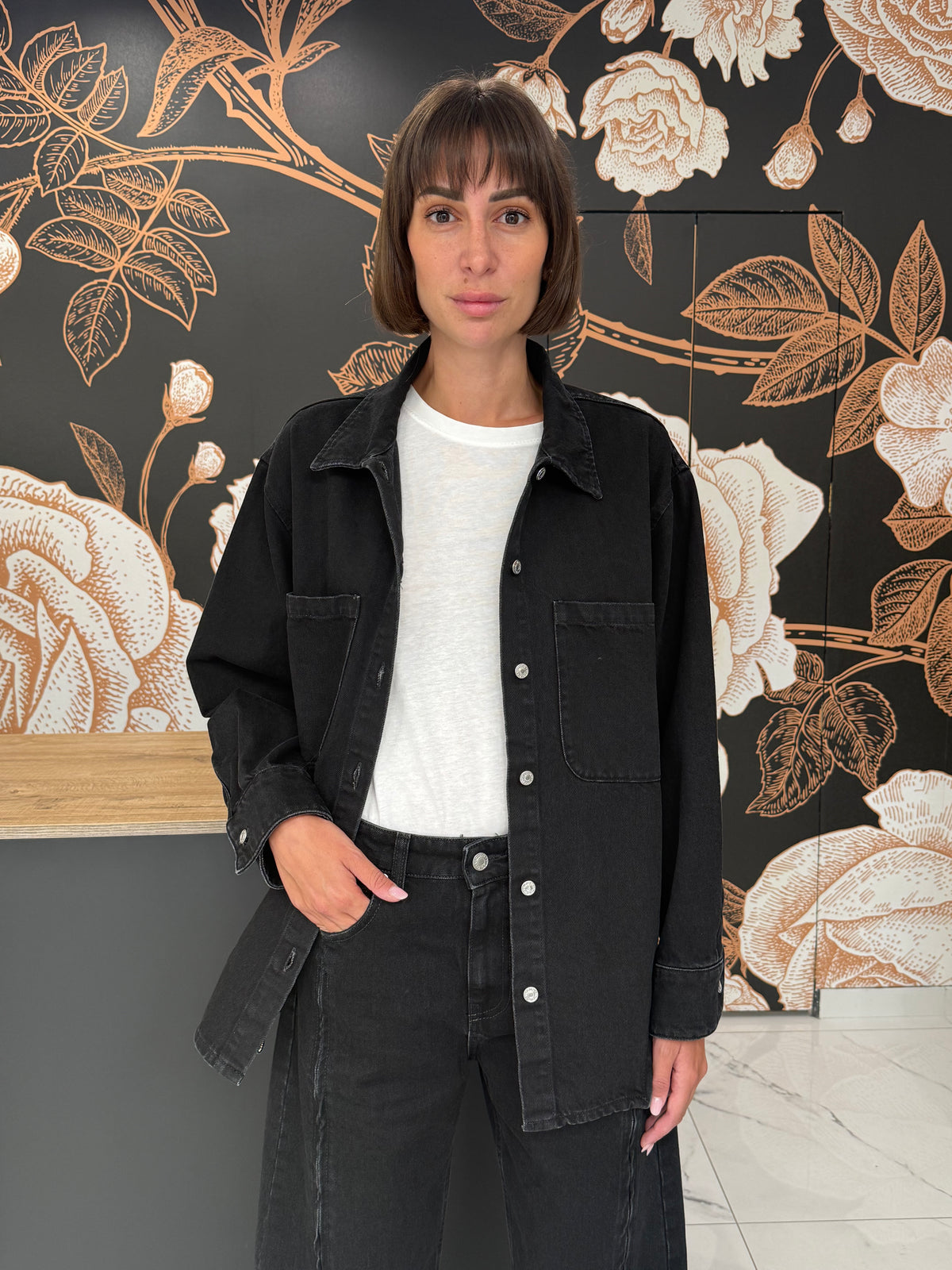 Camicia in denim modello Ophelia con zip sul davanti - Vicolo