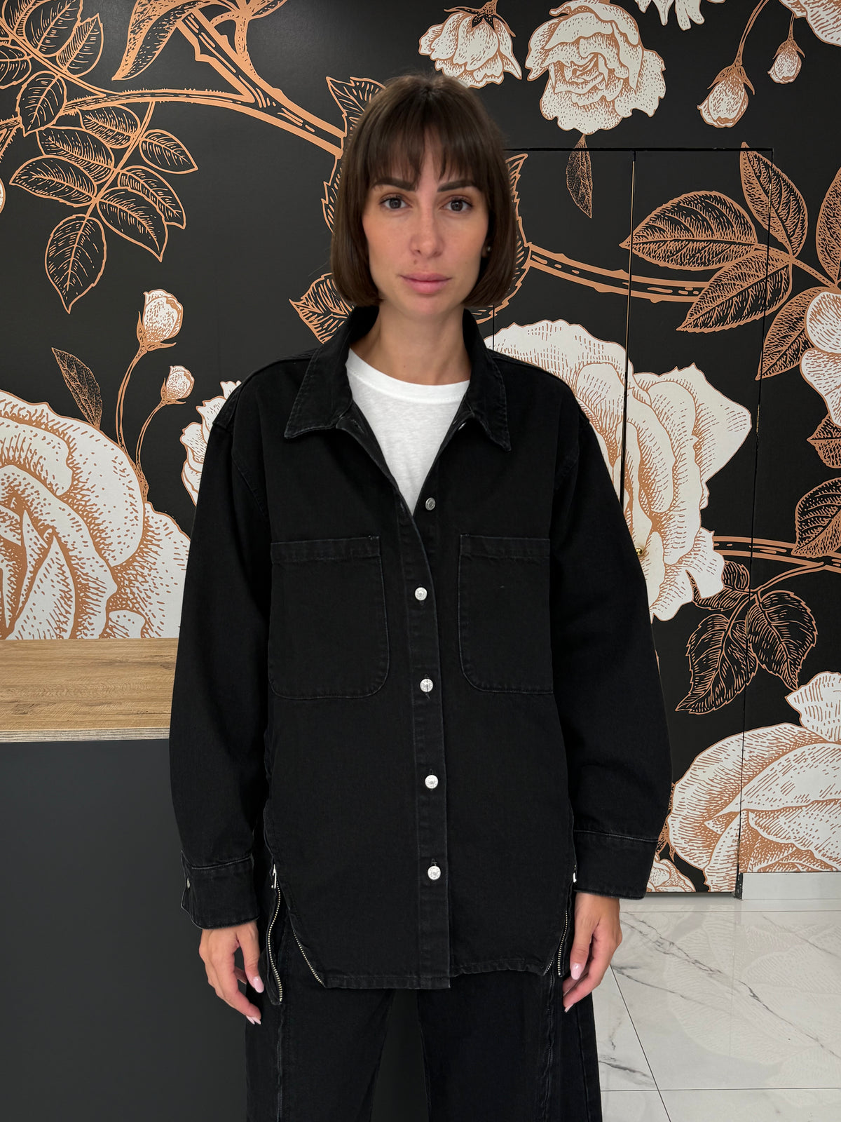 Camicia in denim modello Ophelia con zip sul davanti - Vicolo