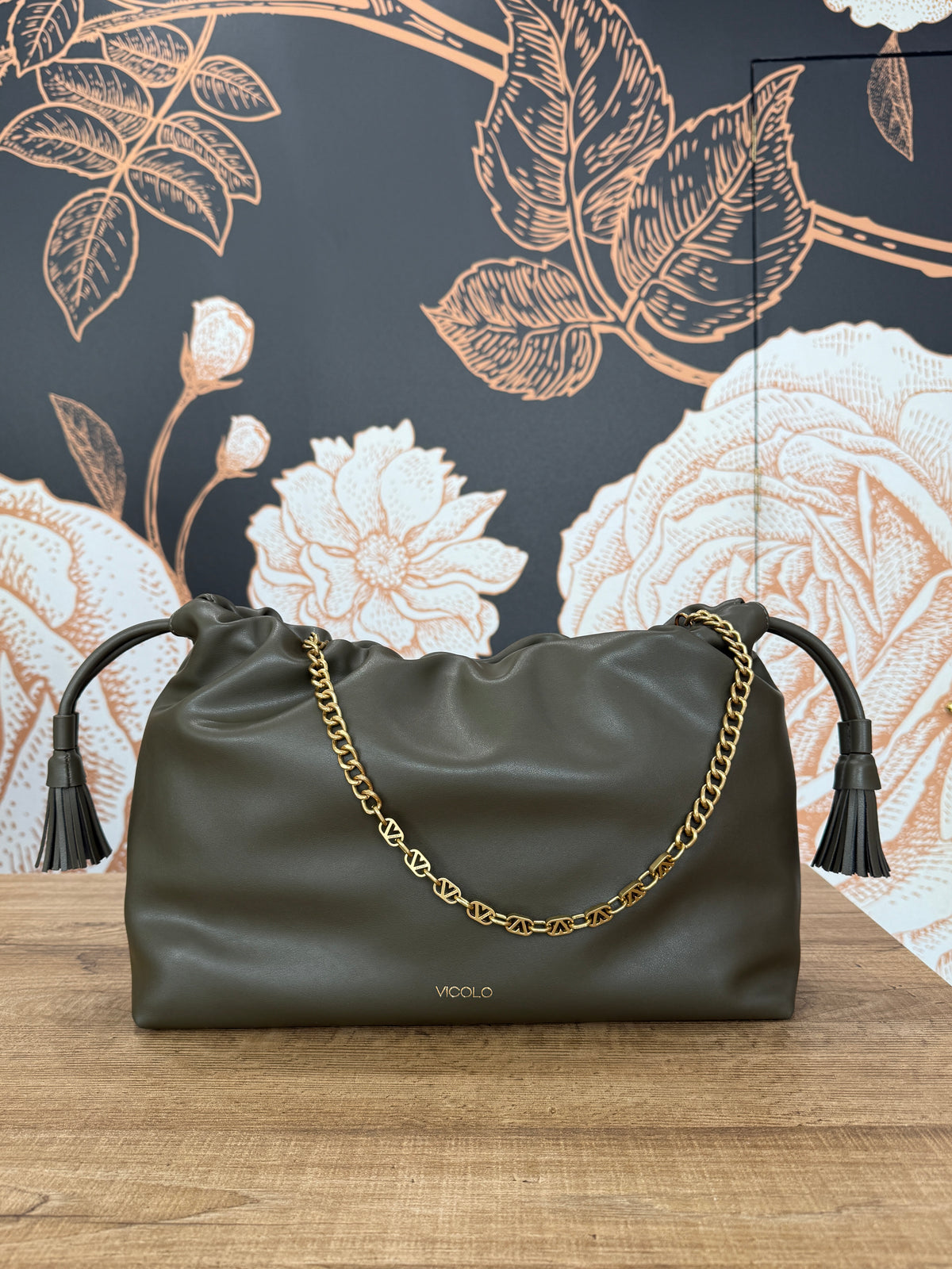 Borsa Tassel Big verde militare - Vicolo
