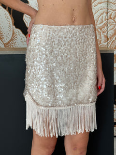 Minigonna paillettes con frangia - HAVEONE