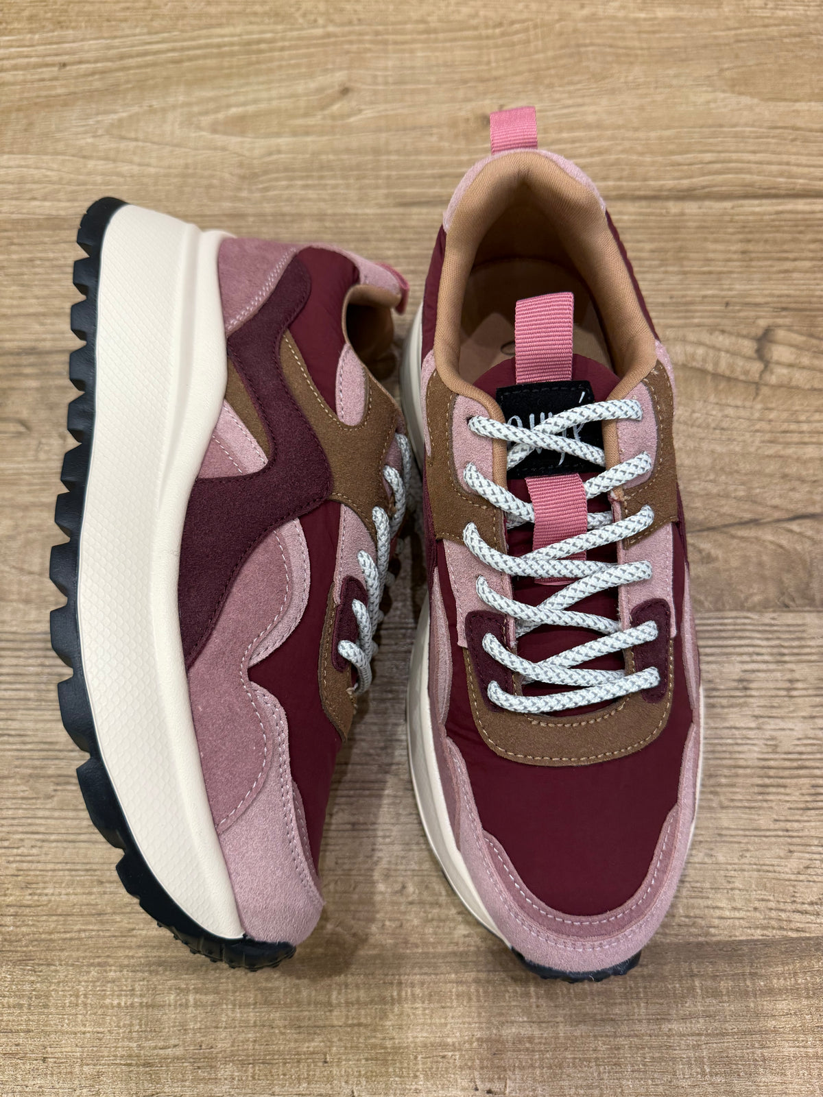 Sneakers multicolor bordeaux in tessuto e camoscio - Ovyè