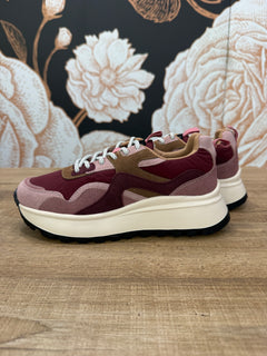 Sneakers multicolor bordeaux in tessuto e camoscio - Ovyè