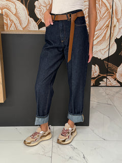 Jeans simil carrot MANDY blu scuro - Haveone