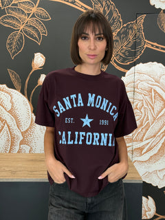T-shirt over stampa Santa Monica bordeaux - vicolo