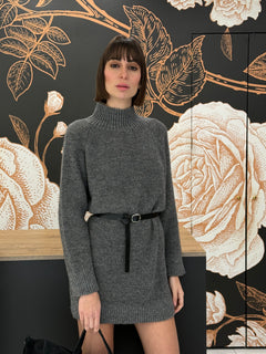 Vestito dolcevita con cintura grigio - Kontatto