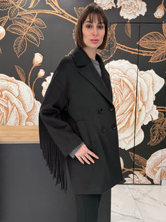 Cappotto doppio petto frange nero - Souvenir Clubbing