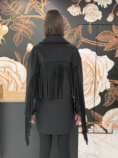 Cappotto doppio petto frange nero - Souvenir Clubbing