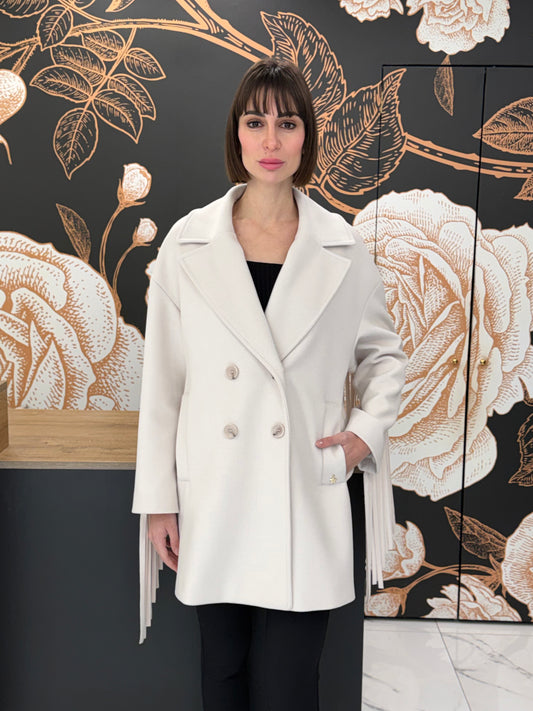 Cappotto doppio petto frange panna - Souvenir Clubbing