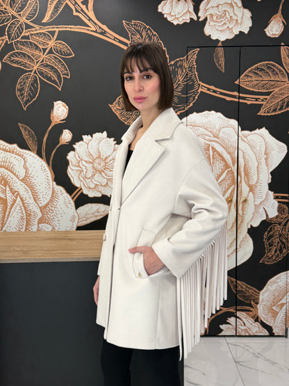 Cappotto doppio petto frange panna - Souvenir Clubbing