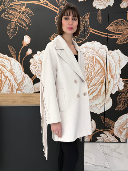 Cappotto doppio petto frange panna - Souvenir Clubbing