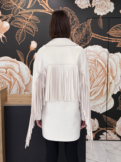 Cappotto doppio petto frange panna - Souvenir Clubbing