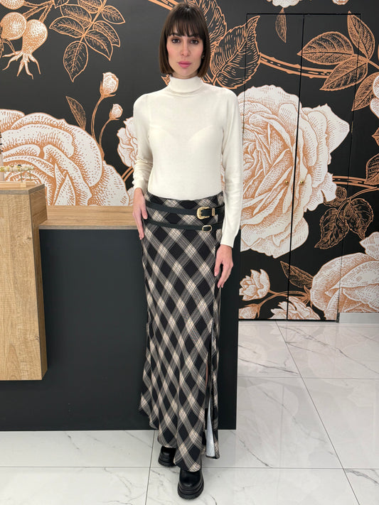 Gonna lunga a quadri con cinture HaveOne