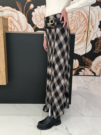 Gonna lunga a quadri con cinture HaveOne