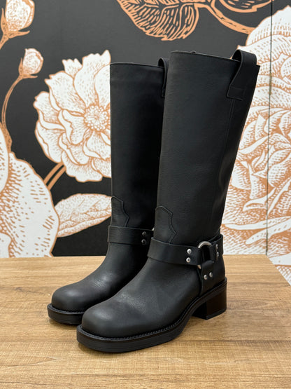 Biker in pelle con fibbia nero -Ovyé