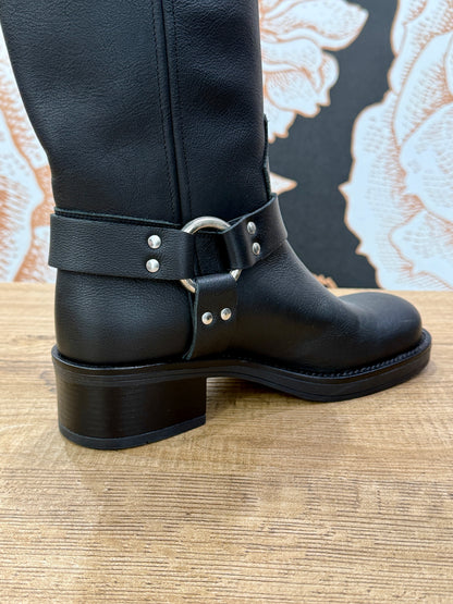 Biker in pelle con fibbia nero -Ovyé