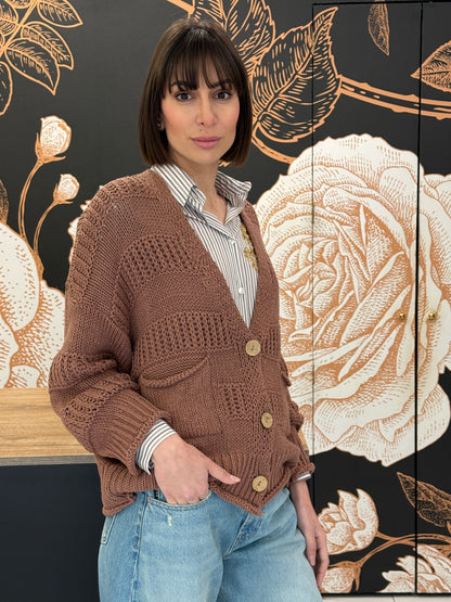 Cardigan in cotone a maglia lavorata e bottoni naturali phard - HAVEONE