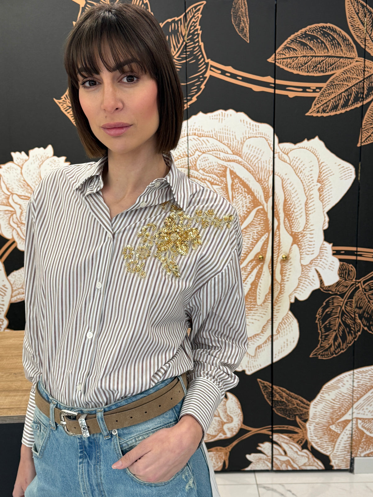 Camicia rigata con applicazione - HAVEONE