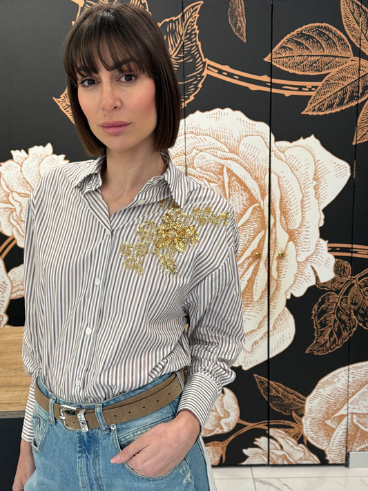 Camicia rigata con applicazione - HAVEONE