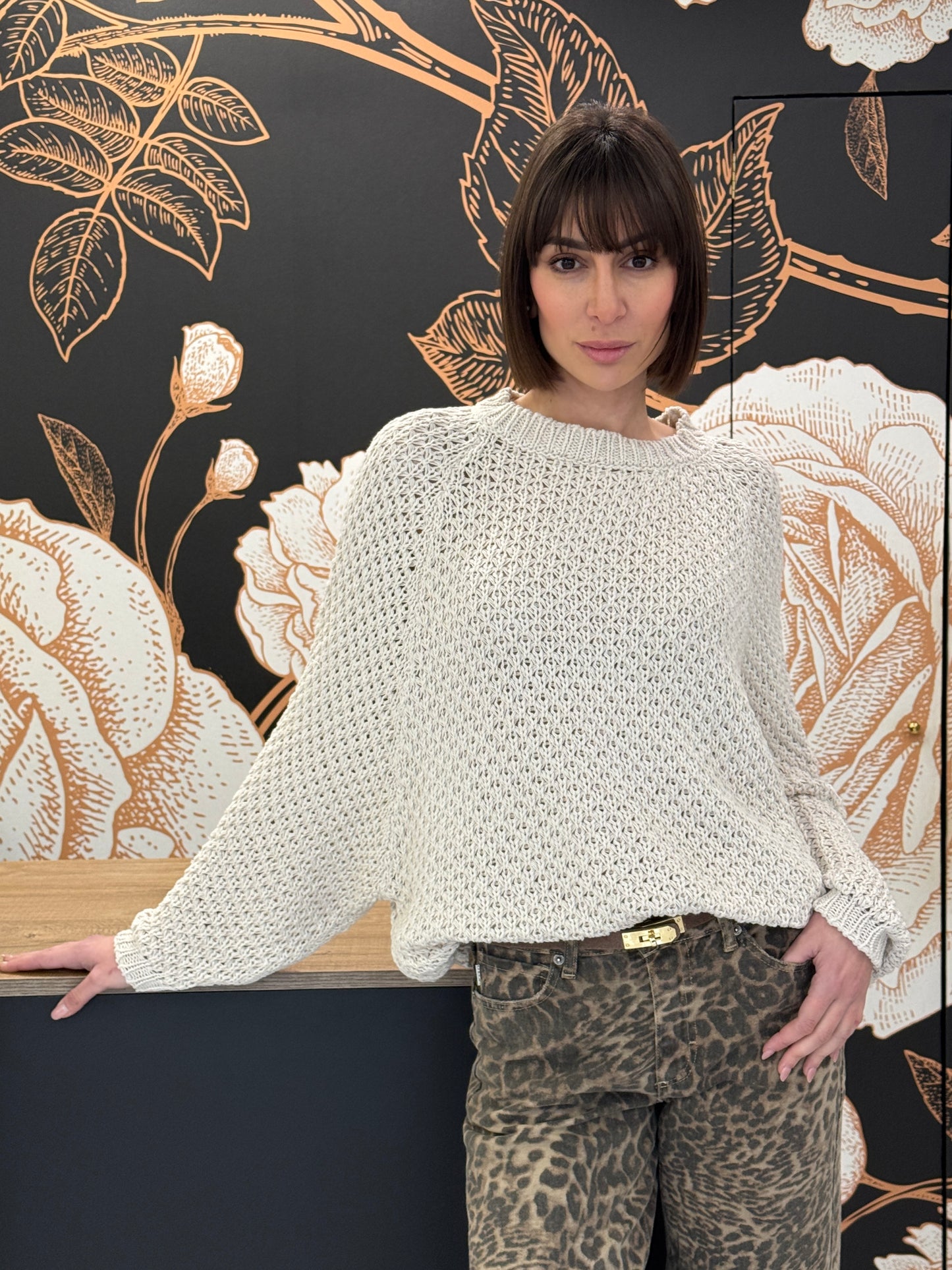 Girocollo over in rete panna - Kontatto