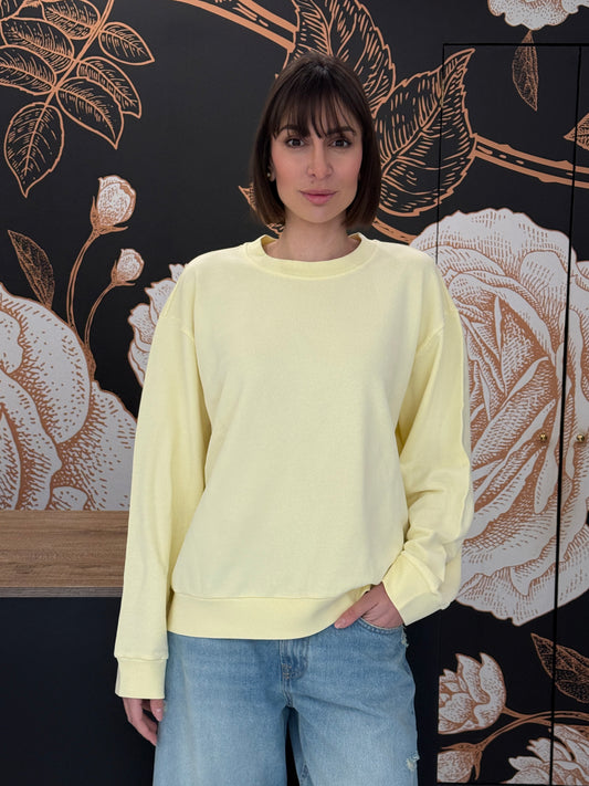 Felpa girocollo in cotone giallo pulcino - Vicolo