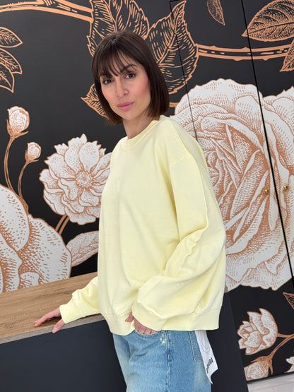 Felpa girocollo in cotone giallo pulcino - Vicolo