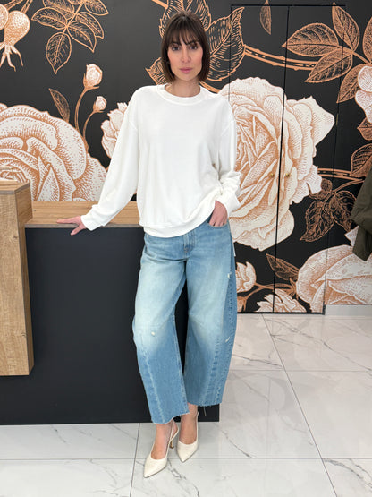 Felpa girocollo in cotone bianca - Vicolo