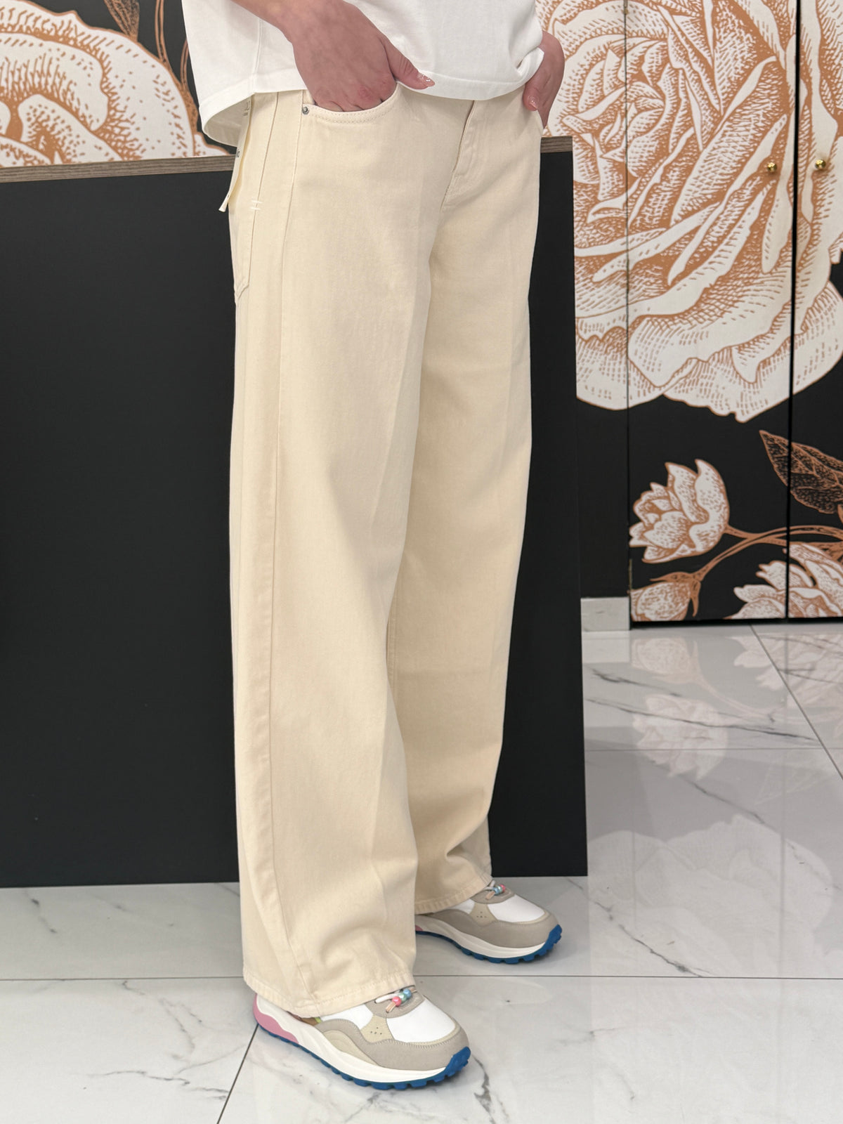 Pantalone 5 tasche MIA vaniglia - VICOLO